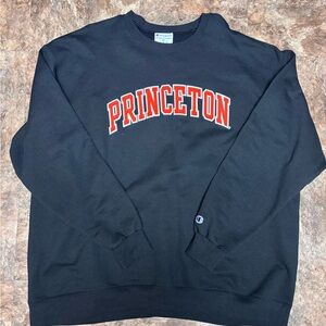 Champion Men's Black Crewneck Sweater with Princeton Logo
